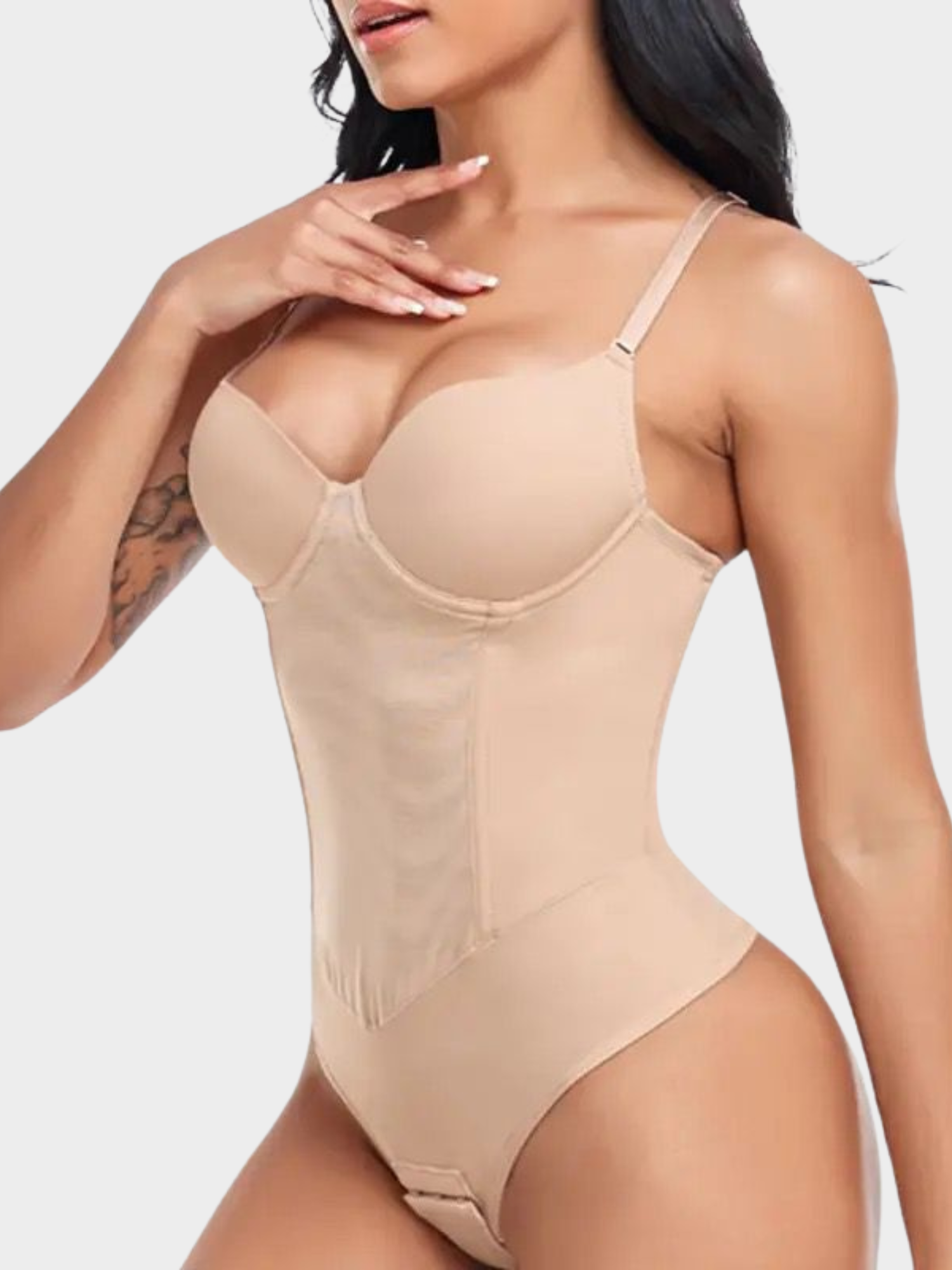 Body Modelador Suit Shape Slim Com Bojo Tanga Fio